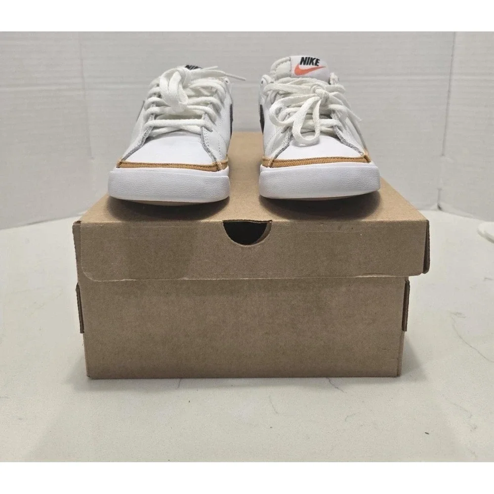 Nike Big Kids Court Legacy Next Nature Shoes White/Black Desert Ochre Size 4Y